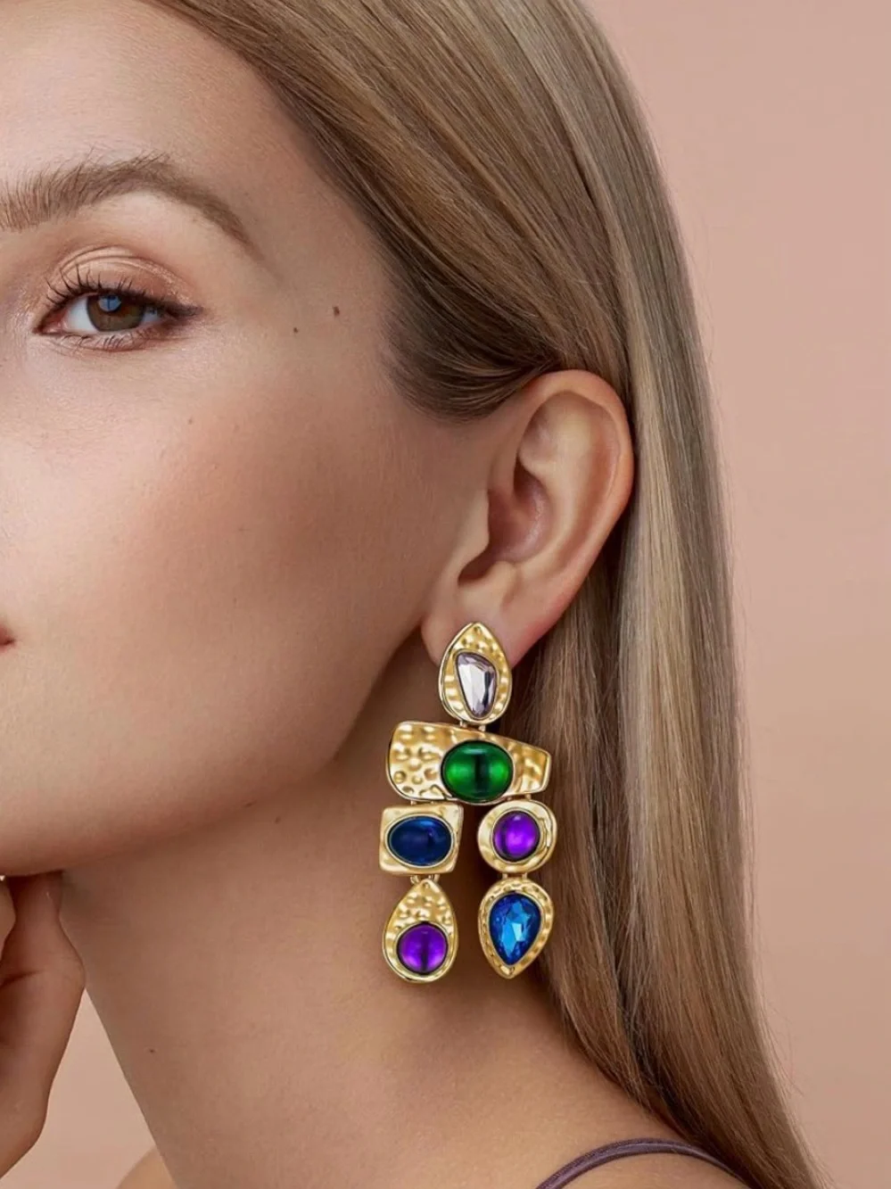 NEW 18K Gold Plated Dangle Boho Gemstone Earrings